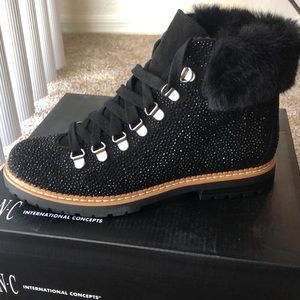 Black rhinestone booties